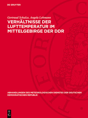 cover image of Verhältnisse der Lufttemperatur im Mittelgebirge der DDR